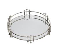 Fenteer Vanity Tray Tabletop Display Multifunctional Mirrored Round Modern Jewelry Tray Wall Mounted Mirror for Dresser Home Cosmetic, Silver