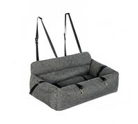 Fenteer Vehicle Cushion Car Dog Bed Seat Travel Cushion With Raised Borders Removable Cover Easy Care Linen Texture Suitable for back seat rides weekend trips, Gray Linen