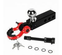 Fenteer Vehicle Tow Hook With Solid Rectangular Arm Shank And Black Guard Finish With 2 Inch Ball And Hook With Rubber Insert For Rattle Fit Suitable For Trailer Connection, Black