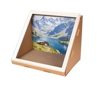 Fenteer Vertical Cat House Frame Cats Toy Art Picture Frame House Portable Retro Cat Furniture, Landscape