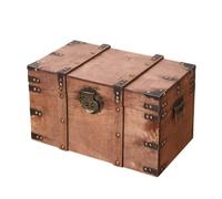 Fenteer Vintage Storage Chest Classic Wooden Trunk Box With Hinged Lid Corner Guards Sturdy Front Clasp Convenient Side Grip Suitable For Home Tidying Keepsakes Showcase, M