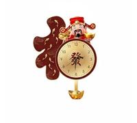Fenteer Wall Clock Silent Clock Timepiece Pendulum Timekeeper With Swinging Pendulum And Low Noise Sweep Crystal Panel And Wood Board Body suitable for home, 30 30cm, Gourd Regular