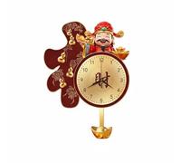 Fenteer Wall Clock Silent Clock Timepiece Pendulum Timekeeper With Swinging Pendulum And Low Noise Sweep Crystal Panel And Wood Board Body suitable for home, 40 40cm, Fish Regular