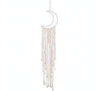 Fenteer Wall Hanging Tapestry Macrame Wall Decor Moon Tassel Wall Art Rope Woven Boho Style Handmade Cotton And Iron, Moon Shape