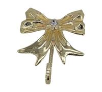 Fenteer Wall Hook Key Hook Storage Holder Metal Room Decor Heavy Duty Decorative Large Gold Bow for Towel Jacket Bag Bathrobe Scarf