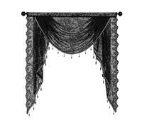 Fenteer Waterfall Window Valance Swag Valance Breathable Elegant Soft with Bead Tassels for Kitchen Bathroom Curtains, Width 100cm
