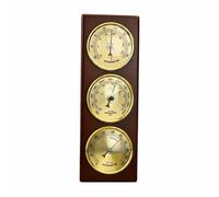 Fenteer Weather Device Thermometer Hygrometer Wall Instrument With Wood Aluminum Glass Construction for Tracking Temperature Humidity Pressure Changes