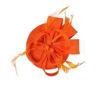 Fenteer Women Feather Fascinator Headband Hat 1920s Headdress, Orange, as described