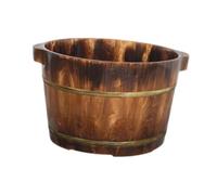 Fenteer Wood Foot Bath Tub Footbath Basin Deep Gifts Multiuse Comfortable Sauna Feet Tub Foot Wash Bucket for SPA Bathroom Home Use, Color B 26cm