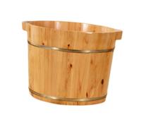 Fenteer Wood Foot Bath Tub Footbath Basin Deep Gifts Multiuse Comfortable Sauna Feet Tub Foot Wash Bucket for SPA Bathroom Home Use, Color A 30cm