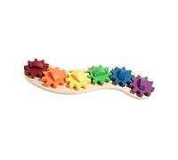 Fenteer Wood Toddlers Educational Activity Board DIY Drawing Surface Sturdy Interactive Accessory 11.8x2.8inch with 6 Rotating Gears