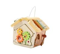 Fenteer Wooden Activity Cube Wooden Busy House Toy Educational Toy Xylophone Toy Toys for 1+ Year Old, yellow