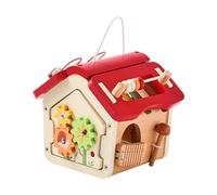 Fenteer Wooden Activity Cube Wooden Busy House Toy Educational Toy Xylophone Toy Toys for 1+ Year Old, red