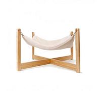 Fenteer Wooden Cat Resting Bed Elevated Hammock Cot With Wood Frame Nest And Secure Crossed Supports breathable off suitable for indoor cats apartments contemporary rooms 60x49x33cm
