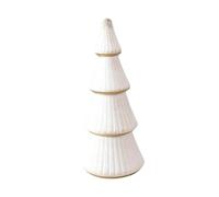 Fenteer Wooden Christmas Tree Small Tabletop Xmas Tree Centerpiece Christmas Decoration Mini Desk Figure for Shelf Living Room Indoor, White 10x10x24cm