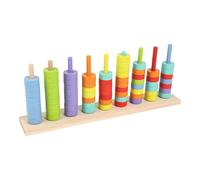 Fenteer Wooden Color Sorting Stacking Toy Sorting Counting Toy Developmental Math Readiness Wooden Stacking Beads Girls Kids, 7 Colors