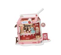 Fenteer Wooden Dollhouse Kit with Light for Kids Adults Need Assemble Birthday Gifts Home Decoration Desktop Ornament 3D Puzzle Model, dairy