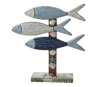 Fenteer Wooden Fish Sculpture on Stand Nautical Decor Rustic Fish Statue Desktop Figurine for Indoor Shelf Farmhouse Balcony Entrance, Style A