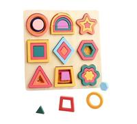 Fenteer Wooden Shape Puzzles Toys for Kids Educational Toys Recognition Classroom Sensory Learning Shape Matching Puzzles, Style B