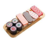 Fenteer Wooden Sushi Playset Sushi Food Play Learning Toy Interactive Classic Pretend Play Kitchen Toys for Children Girls Boys Gift