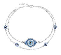 Fenthring Evil Eye Anklets Sterling Silver Blue Evil Eye Anklets for Women Ankle Bracelets Greek Protection Blue Eyes Jewelry Multilayer Christmas Gifts