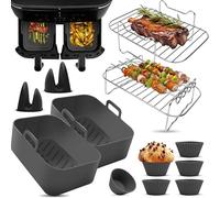 Fentic Air Fryer Accessories - Ninja Air Fryer Accessories - Suitable for Ninja Foodi Max Dual Zone AF300EU and AF400EU - From 7.6L to 9.5L - Includes silicone mould and e-recipe book