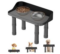 Fentiff Elevated Dog Bowls Stand - 3 Adjuastable Heights Raised Dog Bowls for Large Sized Medium Sized Dogs & Pupyy & Cat with Splash Guard and Non-Skid Feet, No Bowl Included, Black