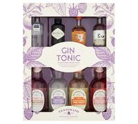 Fentimans Flavoured Tonics Gift Set - 4 x 200ml Tonics with 4 x 5cl Gins: Sipsmith Orange, Edinburgh Rhubarb & Ginger Liqueur, Hendrick’s, Martin Miller’s - Premium Tasting Gift by Blue Tree Gifts
