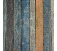 FENTIS Wood Panel Wallpaper Removable Peel and Stick Vinyl Wrap Waterproof Brown Blue and Grey Self Adhesive Contact Paper Stick on Wallpaper for Door Worktop 44.5x500cm