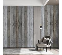 FENTIS Wood Self Adhesive Wallpaper Grey and Brown Peel and Stick Vinyl Wrap Sticky Back Plastic Contact Paper Roll for Bedroom Bathroom Living Room Waterproof 44.5x500cm