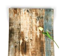 FENTIS Wood Wallpaper Brown Self-Adhesive Stripe Streak Peel and Stick Grain Contact Paper Rustic Removable Wallpaper for Kitchen Door Cabinet Bar Counter Bedroom 44.5x1000cm