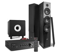 Fenton Audizio AD220B 2.1 Tower Speaker System with SHF80B Floor Standing Speakers, 10" Active Subwoofer, Bluetooth Amplifier - Home Cinema Stereo Surround Sound
