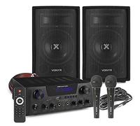 Fenton AV430B Home Karaoke System - Bluetooth Amplifier, Vonyx SL6 DJ Speakers, Dual Wired Microphones, Complete Adults Karaoke Machine Package
