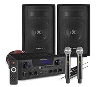 Fenton AV430B Home Karaoke System with Dual Wireless Microphones, Vonyx SL6 6" Passive DJ Speakers, Bluetooth Amplifier, Complete Party Audio Bundle, Adults Karaoke Machine Kit