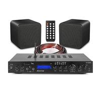 Fenton B406A Home Cinema Theatre Hi-Fi System - 5-Channel Bluetooth Amplifier, Compact 4" Stereo Speakers, FM Radio, USB & SD Audio, Complete Surround Sound Audio Bundle for TV & Home Entertainment