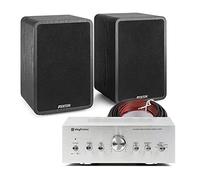 Fenton Bookshelf Sound System, Home Stereo System with SHFB65 HiFi 200W Speakers & AV400 Amplifier, Compact Audio Set for TV, CD, Laptop, Balanced Sound with EQ Controls, Black Finish