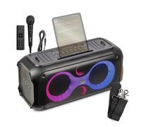 Fenton Core120 2x6.5 Bluetooth Karaoke Speaker System with Microphone, 12hr Battery, Full-Panel LED Lights, Tablet Groove, Bass Boost, Recording, Remote & Strap - Kids & Adult Party Machine