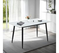 Fenton Dining Table White Marble Stone Effect Modern Kitchen Dining Room Table