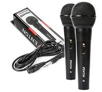 Fenton DM100 Wired Microphone Set - Pair of Handheld Dynamic Vocal Mics with On/Off Switch & 3m Cable - Ideal for Karaoke, Singing, Speeches and PA Events - Black Finish