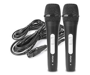 Fenton DM110 Wired Dynamic Microphone Pair - Professional Unidirectional Handheld Vocal Mics with XLR Cable for Karaoke, DJ, PA Systems and Live Performances
