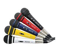 Fenton DM120 Microphone Set of 5, Wired Dynamic Vocal Karaoke Microphones with XLR to 6.3mm Jack Leads, PA Mic Kit for Singing, Stage Performance, DJ, Music Events - Multi-Coloured