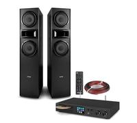 Fenton Floor Standing Tower Speaker System with 120W Receiver Amp, Bluetooth, Spotify Connect, Internet Radio, DAB+ and CD, Complete Tower Stereo System for Home Audio