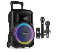 Fenton FT10LED MK2 10" Portable Battery Powered PA Speaker System with Bluetooth, LED Lights, Wireless & Wired Microphones - 450W Rechargeable Outdoor Sound System for Karaoke & Events