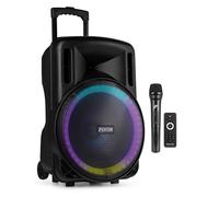 Fenton FT15LED MK2 15" Portable PA System - 800W Bluetooth Wireless Speaker with Microphone, Rechargeable Battery, LED Lights, USB & MicroSD Playback for Party, Karaoke and Events