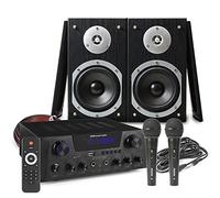 Fenton Home Karaoke Machine Kit with Bluetooth AV430B Amplifier, Bookshelf Speakers & Two Wired Microphones - Complete Adults Karaoke Setup for Home Parties