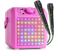 Fenton KAR50P Kids Karaoke Machine, Bluetooth Speaker with Microphone, Tablet Mount & Lights, Portable Karaoke Set for Childrens Parties, Pink