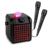 Fenton KAR55B Kids Karaoke Machine - Bluetooth Karaoke Speaker with Microphone, 2x Mics, Rechargeable Battery, RGB LED Lights, Jelly Ball Dome, Portable Karaoke Set for Kids - Black