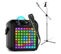 Fenton KAR55B Kids Karaoke Machine with 2 Microphones, Bluetooth Karaoke Speaker, Tablet Mount, Mic Stand, RGB Lights, Duet Function and Echo Effect for Parties and Home Use