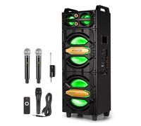 Fenton LIVE2102 Bluetooth Karaoke Speaker System with Wired Microphone, RGB Party Lights, FM Radio & USB/SD MP3 Playback, Adults Karaoke Machine - 800W