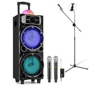 Fenton LIVE290 Party Karaoke System with 2 Wireless Mics, Wired Mics, Bluetooth Speaker, Disco Lights, Tablet Mic Stand, Media Inputs, Home and Kids Use